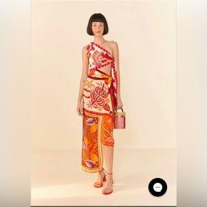 Farm Rio Forest Mixed Scarves Midi Dress